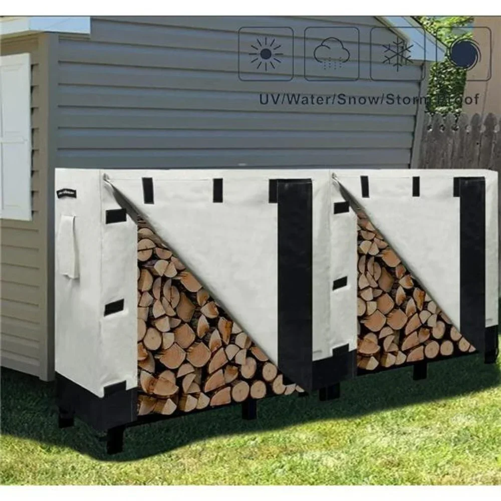 Firewood Rack Cover 8ft Log Stand Holder Storage Log Holder Wood Pile  Khaki